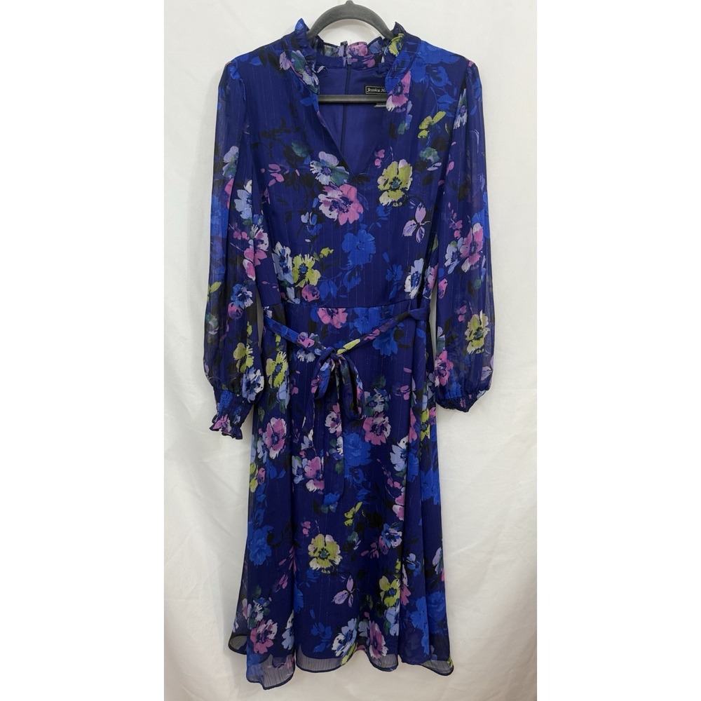 Jessica Howard Blue Floral Midi Dress